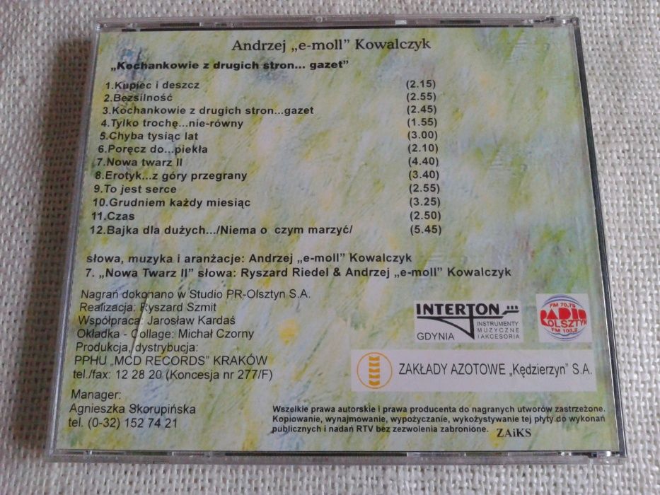 Andrzej "e-moll" Kowalczyk ‎– Kochankowie Z Drugich Stron... Gazet CD