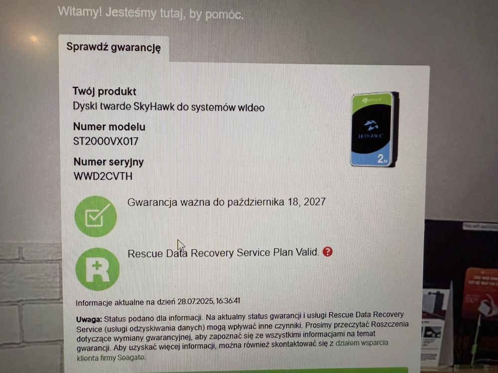 Cztery dyski twarde Seagate SkyHawk 2TB do monitoringu NOWE