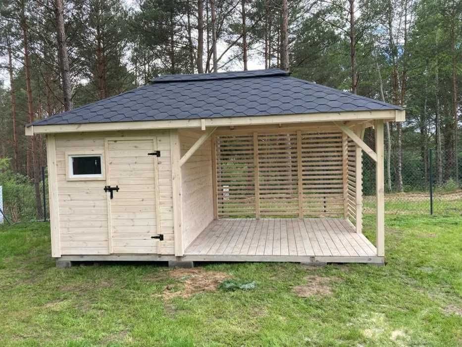 Domek narzędziowy ogrodowy drewniany z altaną "Vegas" 6x3