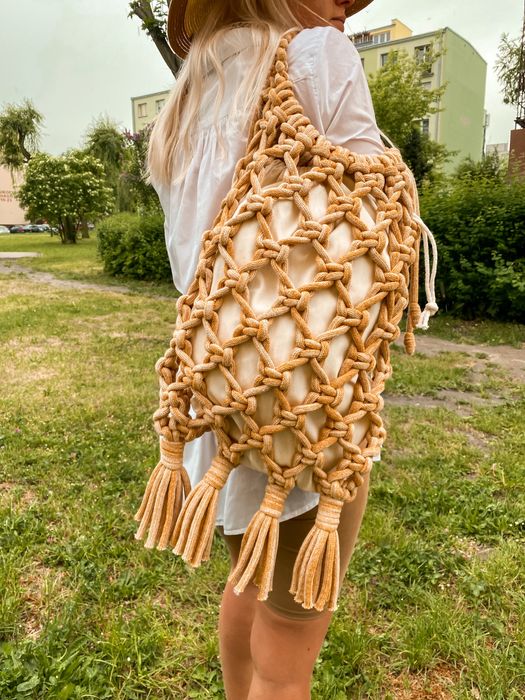 duża boho torba, szoperka makrama, prezent, rękodzieło, handmade