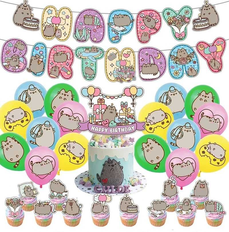 PUSHEEN dekoracje urodzinow śmieszne koty kotek kotki balony topper