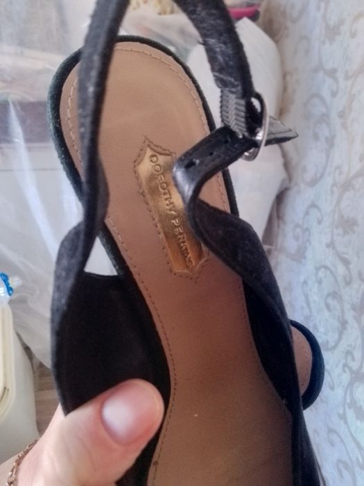 Туфли босоножки ,замш черные  люкс Италия