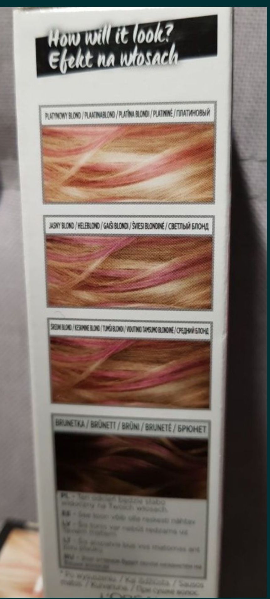 Zmywalna różowa farba do włosów Loreal  cena za 10 szt.+ 2 gratis