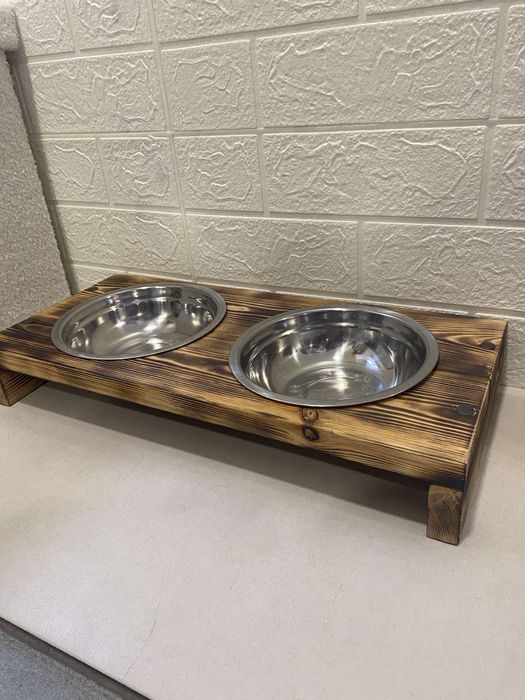 Дерев'яна підставка для мисок собак і котів