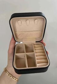 Nowy czarny kuferek etui organizer pudełko na biżuterię