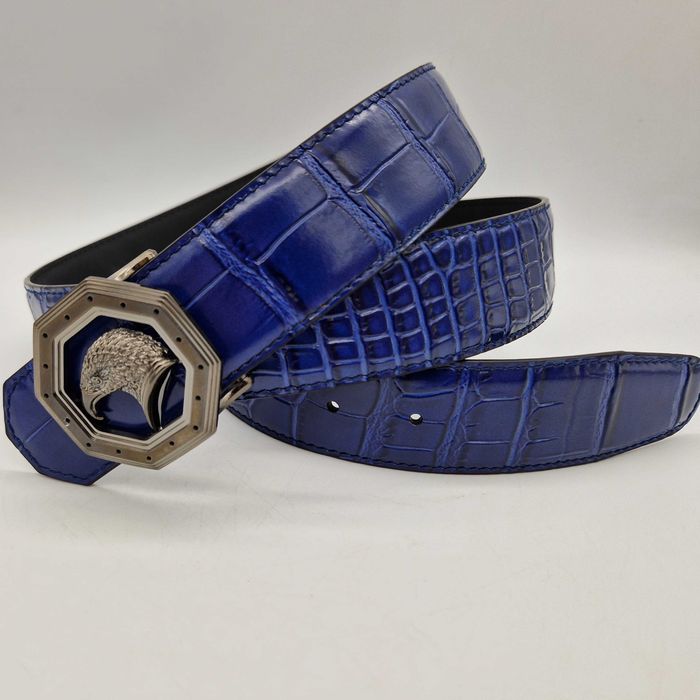 чоловічий синій ремінь Stefano Ricci. мужской синий ремень SR