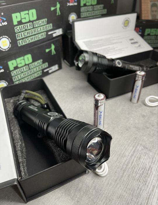 Lanterna p50 zoom regulavel led bateria litio incluida