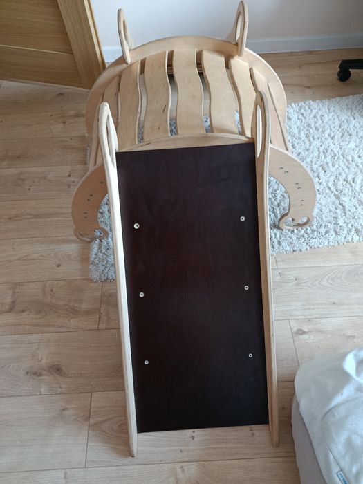 Montessori Bujak drewniany + zjeżdżalnia + ścianka wspinaczkowa 3w1