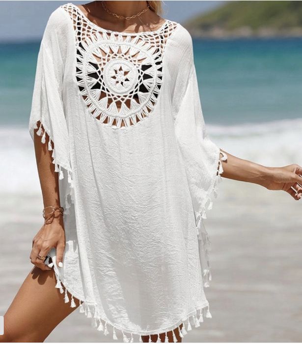 Tunika pareo sukienka plażowa Boho narzutka  S nowa
