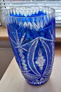 Duży wazon kryształowy kobalt PRL