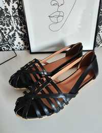 Czarne buty baleriny sandały damskie 44