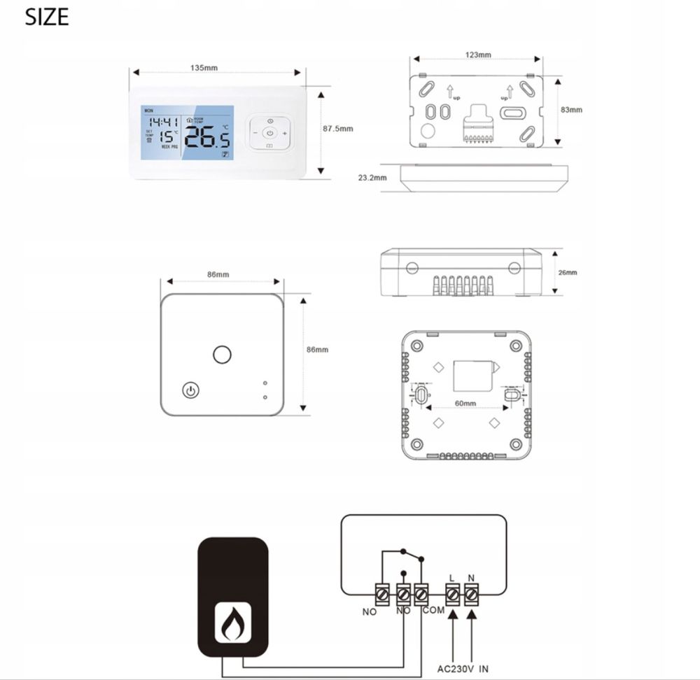 Termostat bezprzewodowy dla kotła gazowego WIFI RF