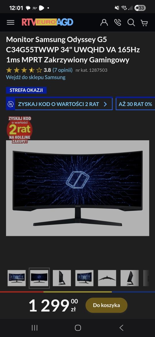 Monitor Samsung z pudelkiem
