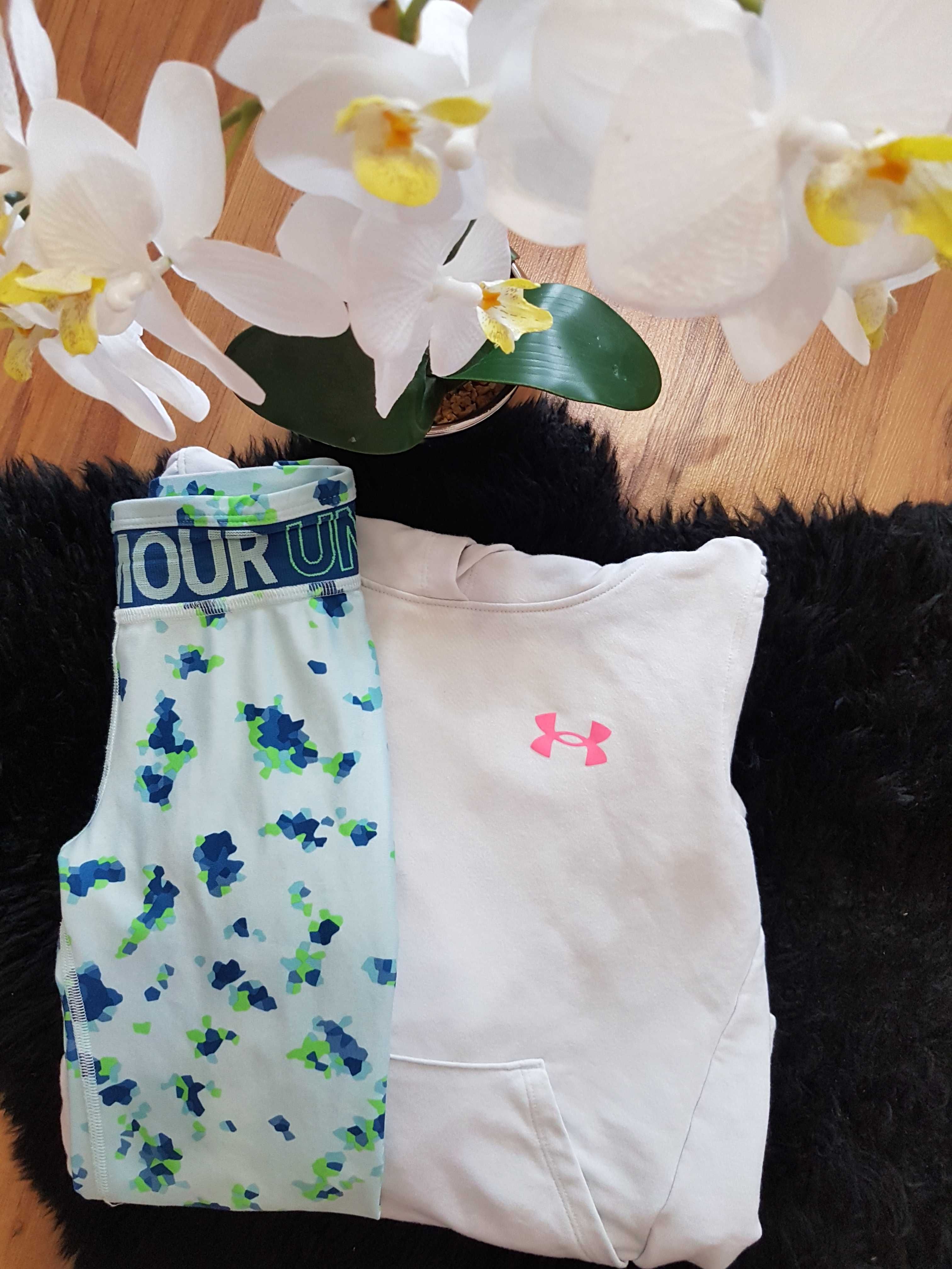 Zestaw UNDER ARMOUR:) bluza z kapturem legginsy 3/4 roz 134/146