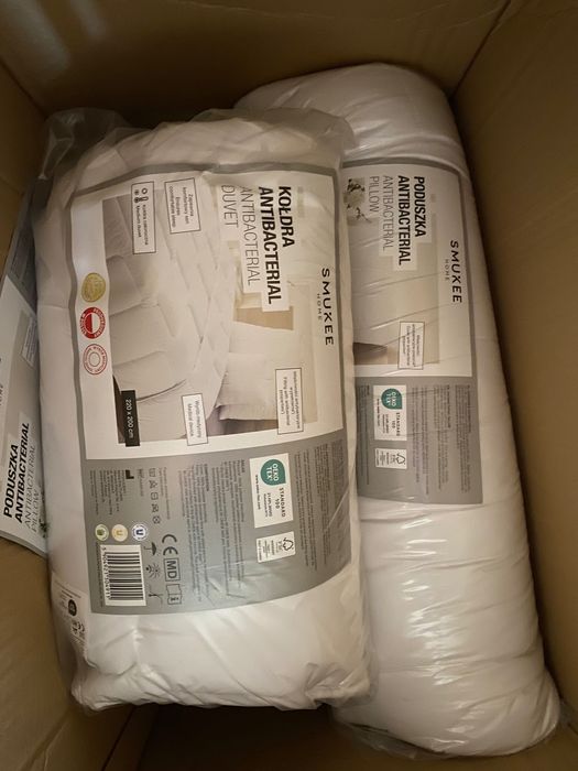 Kołdra 220 x 200 cm Antibacterial Smukee Home, biała I poduszka 70x80