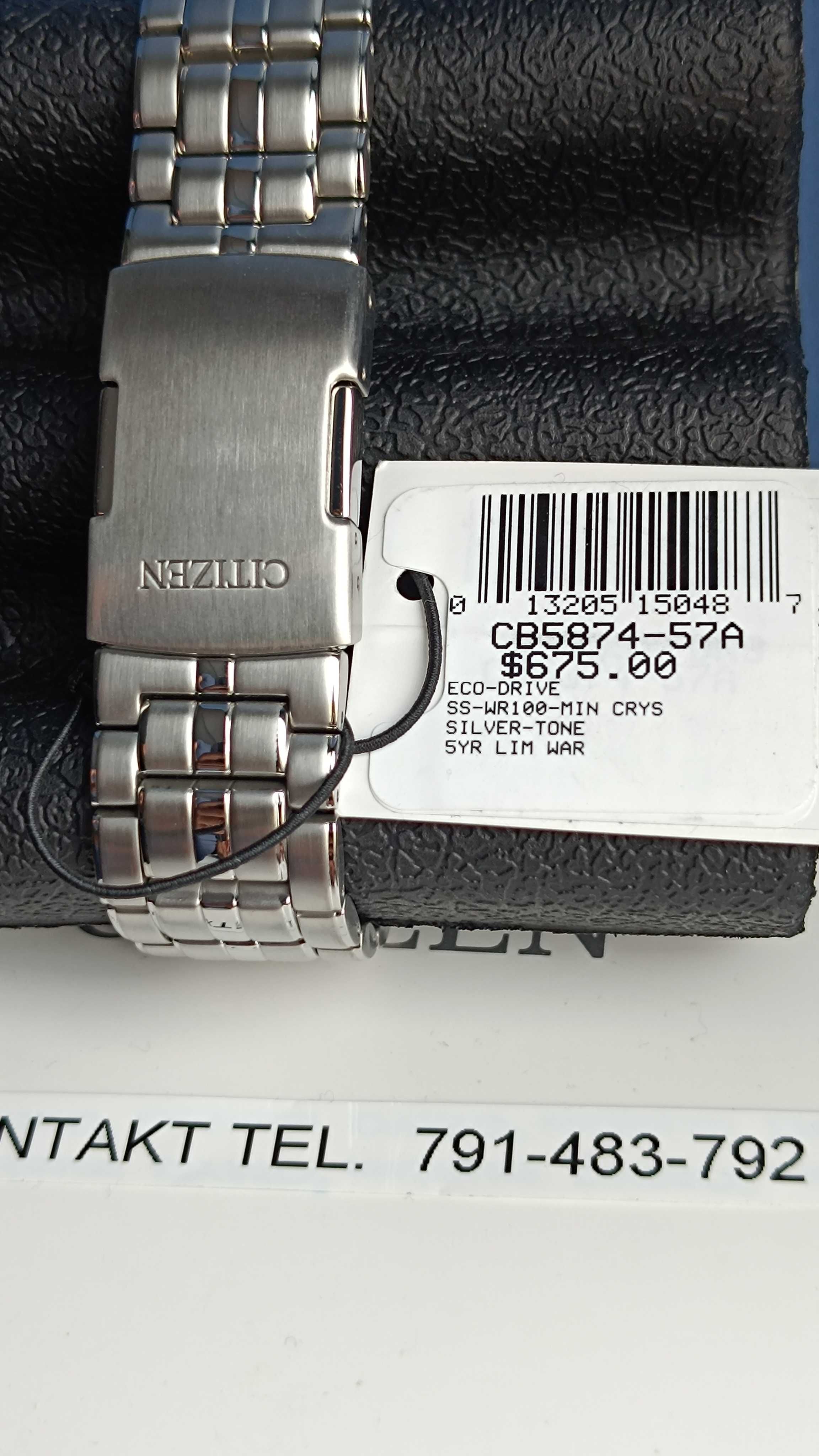 Nowy męski zegarek CITIZEN Oryginalny Gwarancja CB5874-57A Biały