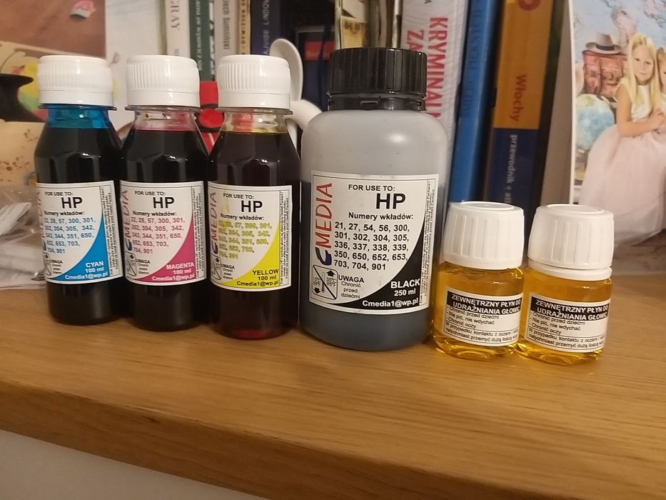 Tusz HP 300/301/302/650/652/704/28 KOLOR+ KLIP+czarny