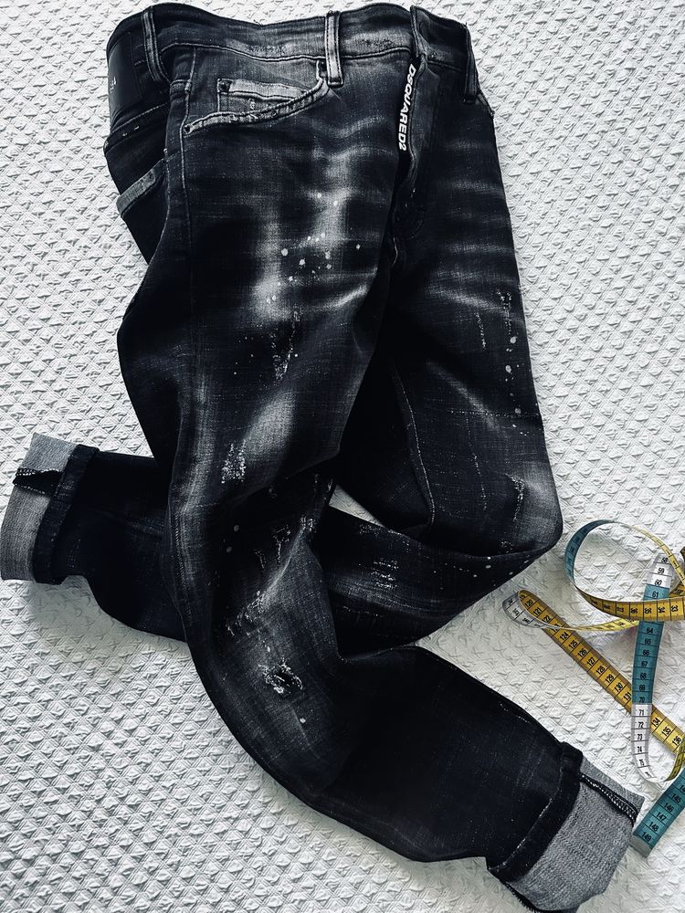 Spodnie Dsquared2 czarne damskie przetarcia