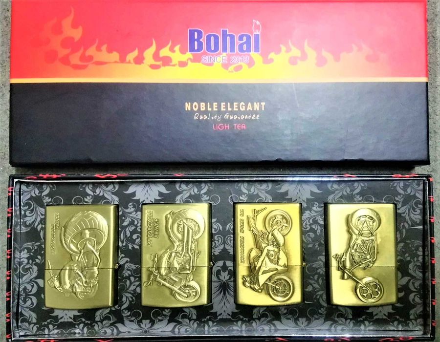 Caixa 4x isqueiros gasolina Bohai Motas