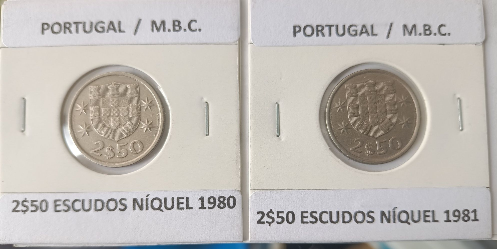 Moedas da Terceira  República Portuguesa de 2$50 Escudos Níquel