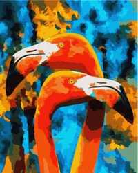 Malowanie po numerach - Pomarańczowe flamingi 40x50