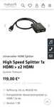 Inakustik Spliter HDMI > 2 x HDMI 4k UHD 3D Rozdzielacz Sygnału HDMI