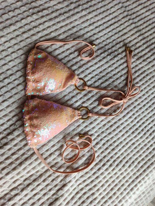 Strój kąpielowy syrenka, cekiny, góra bikini S 36, nowy bez metki