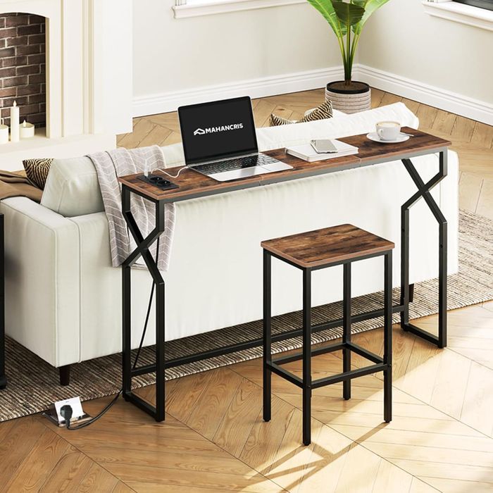 Wąska konsola z gniazdem i portem USB, stolik pomocniczy, 114 cm