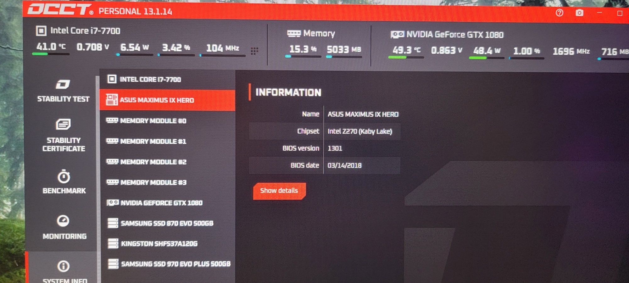 Intel core i7 7700 + Asus Maximus IX Hero