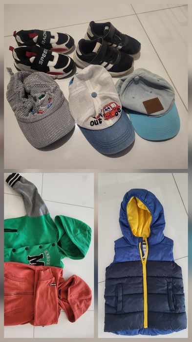 Zestaw ubrań chłopiec 98/104, buty 28