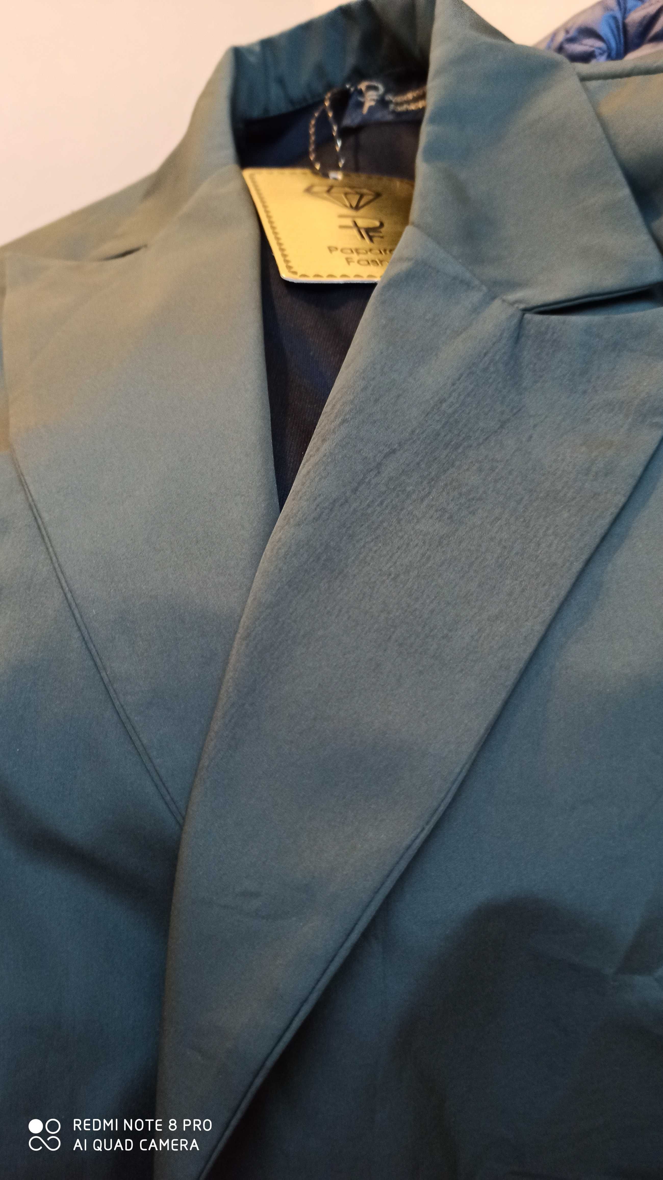 Płaszcz marynarka przód dłuższy tył krótszy Paparazzi Fashion khaki