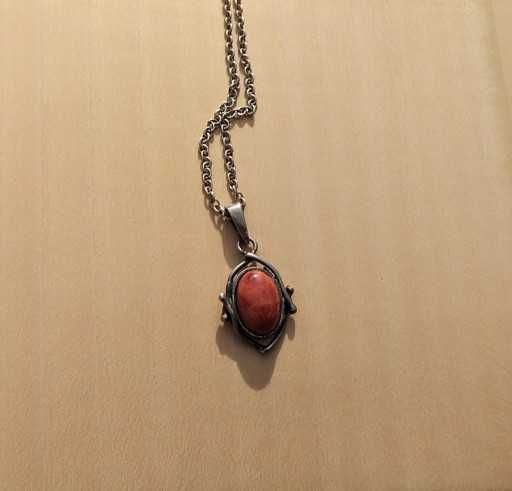 Łańcuszek (srebro 800 / 3) wisiorek 925 koral koralowiec