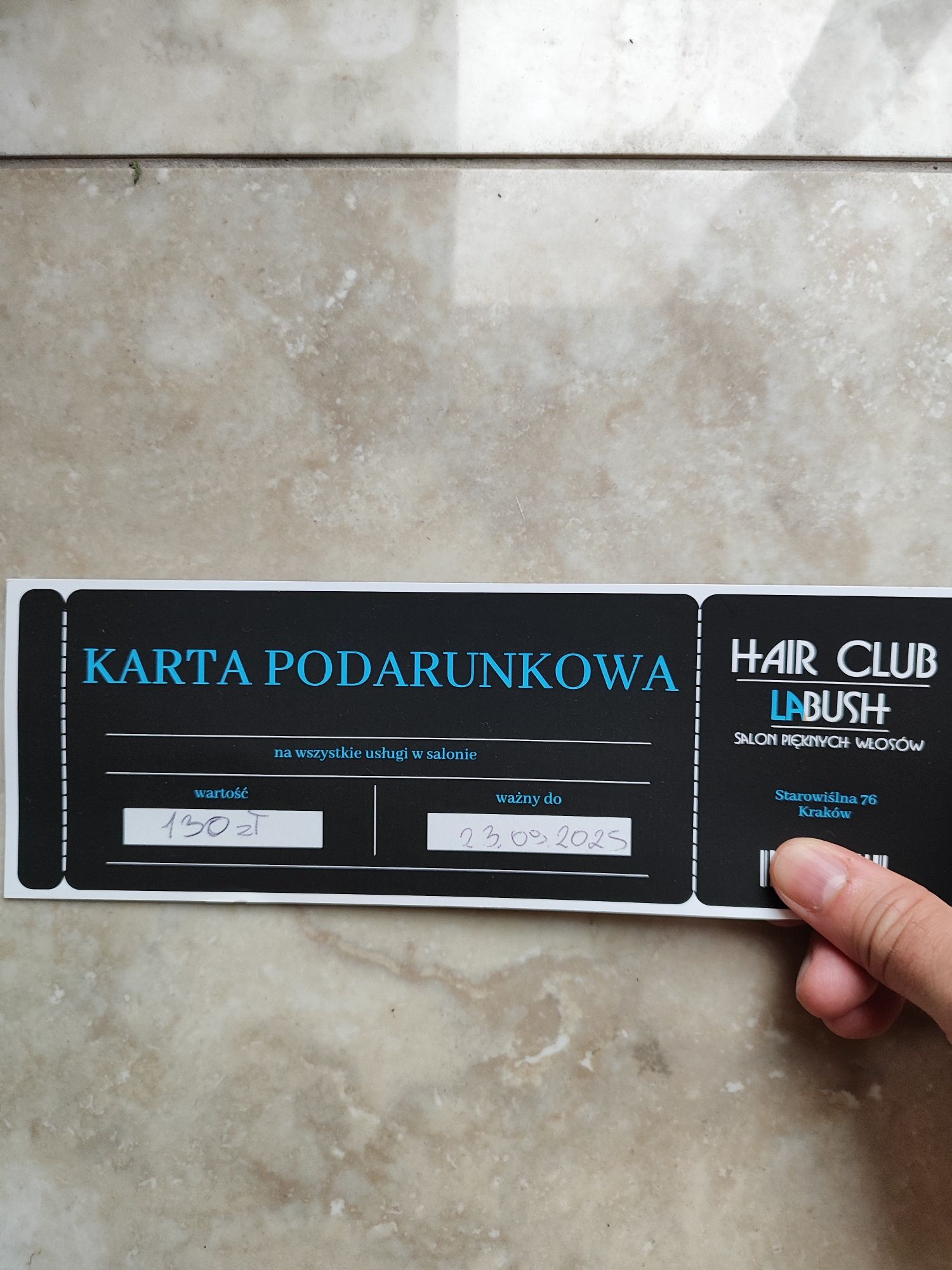 Karta podarunkowa Hair Club Labush 130 zl
