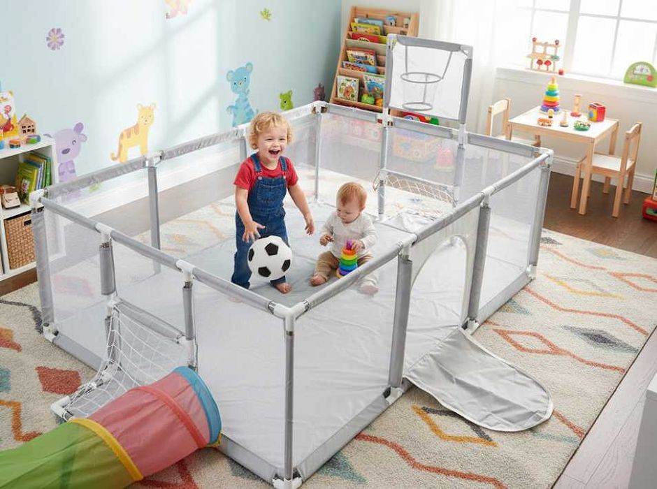 Манеж детский с воротами, футбол/баскетбол.Дитячий манєж великий новий