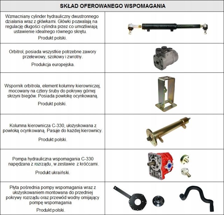 Wspomaganie do ciągnika URSUS C-330, siłownik wzdłużny, napęd ze spręż