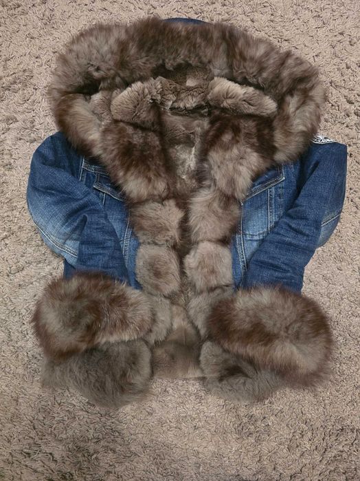 Зимова куртка хутро джинс