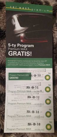 Sprzedam karnet na myjnię BP Premium MAX 5 myć [30.09.2024]