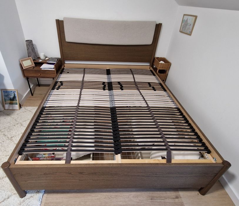 Łóżko IKEA TONSTAD brązowa okleina dębowa - jak nowe