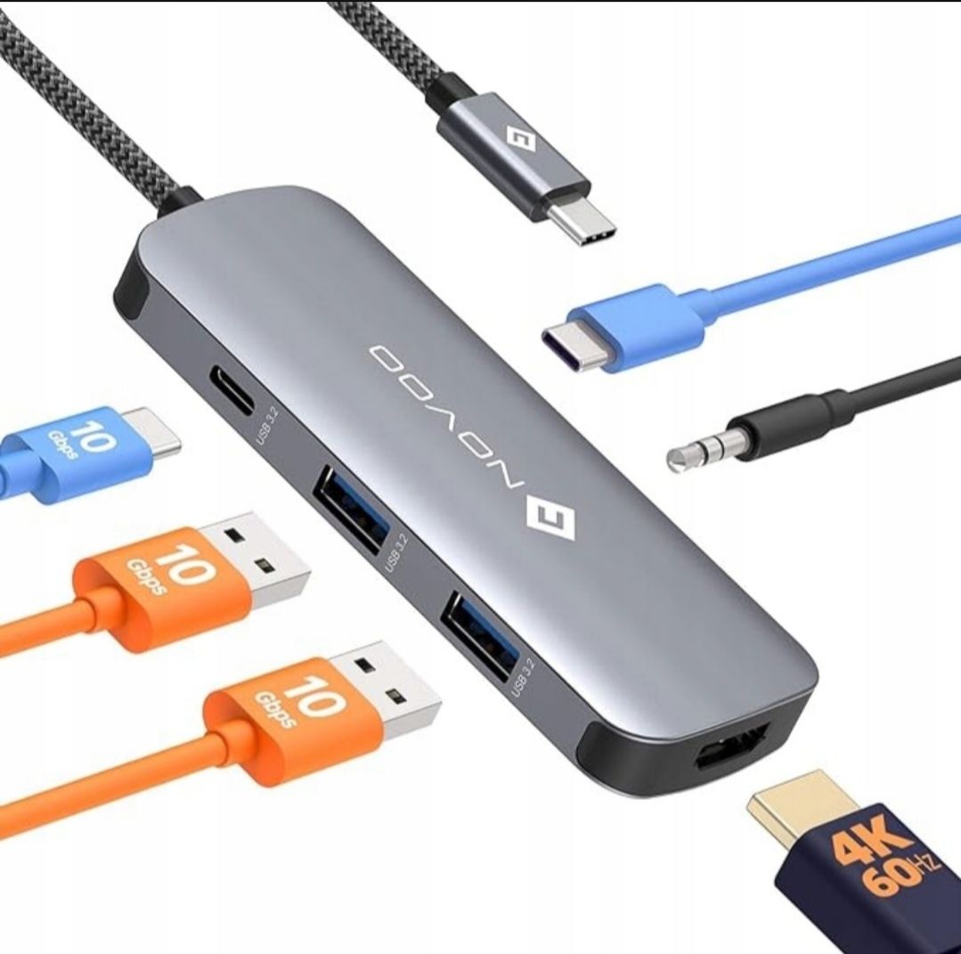 NOVOO USB C Hub, 6 in 1 USB C to HDMI Adapter with