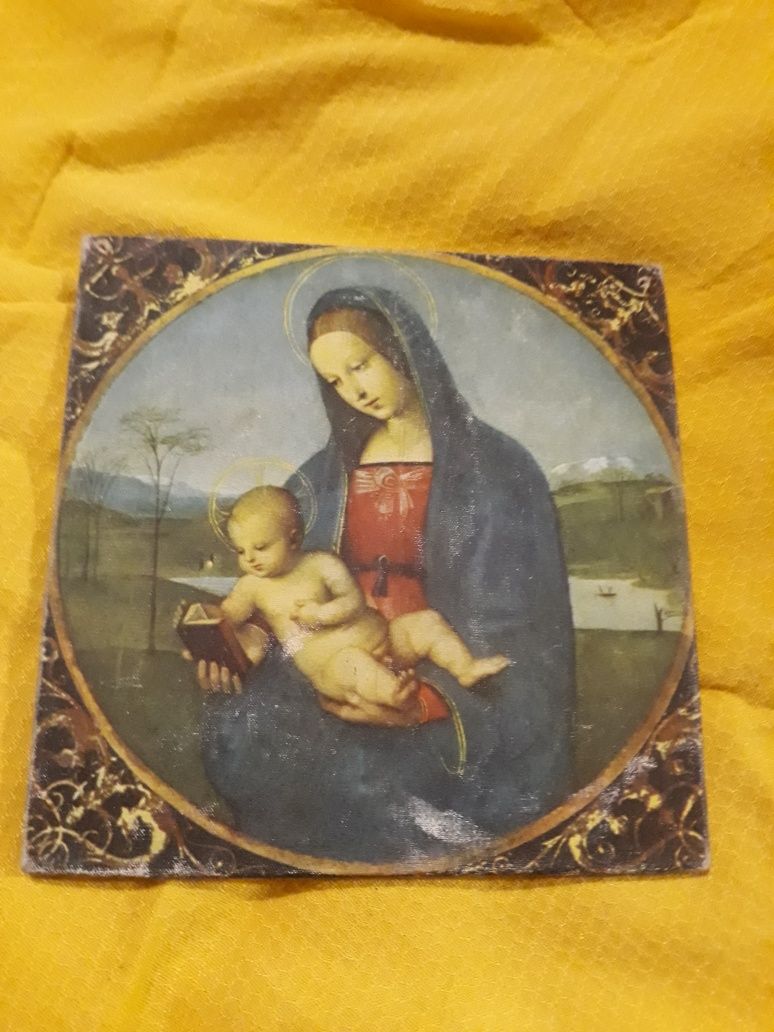 Икона СССР картина на холсте Иисус Христос Мария православная ретро