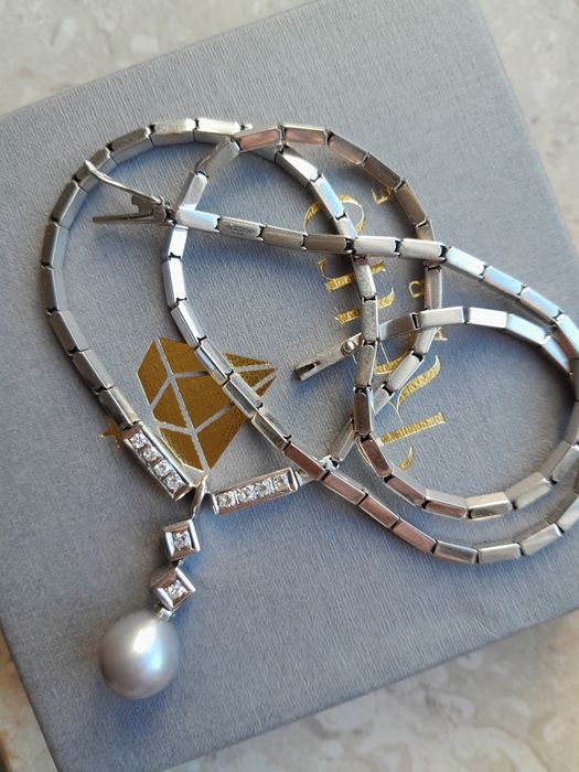 Naszyjnik Złoto 585  Perły Akoya Certyfikat