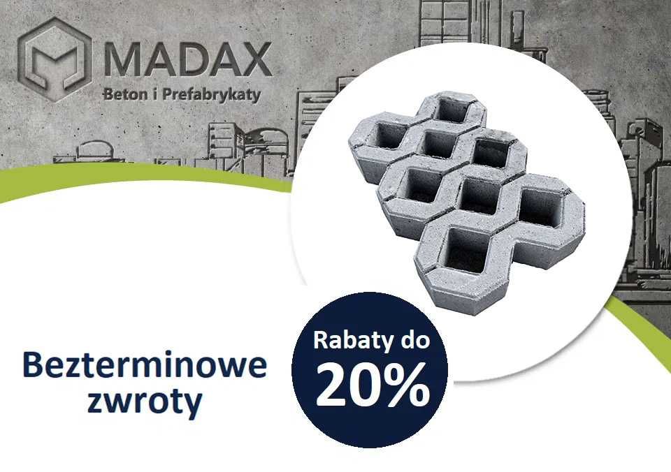 Płyty ażurowe EKO szare/kolor 40x60x10 cm MADAX