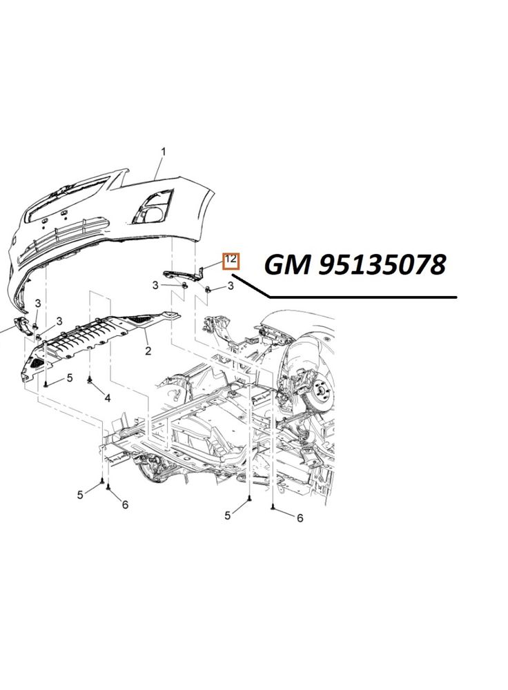 Кронштейн переднего бампера Chevrolet Cruze 95135078