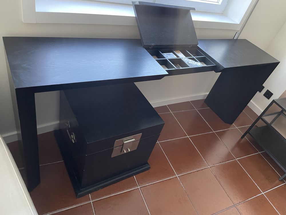 Mesa consola madeira preta maciça