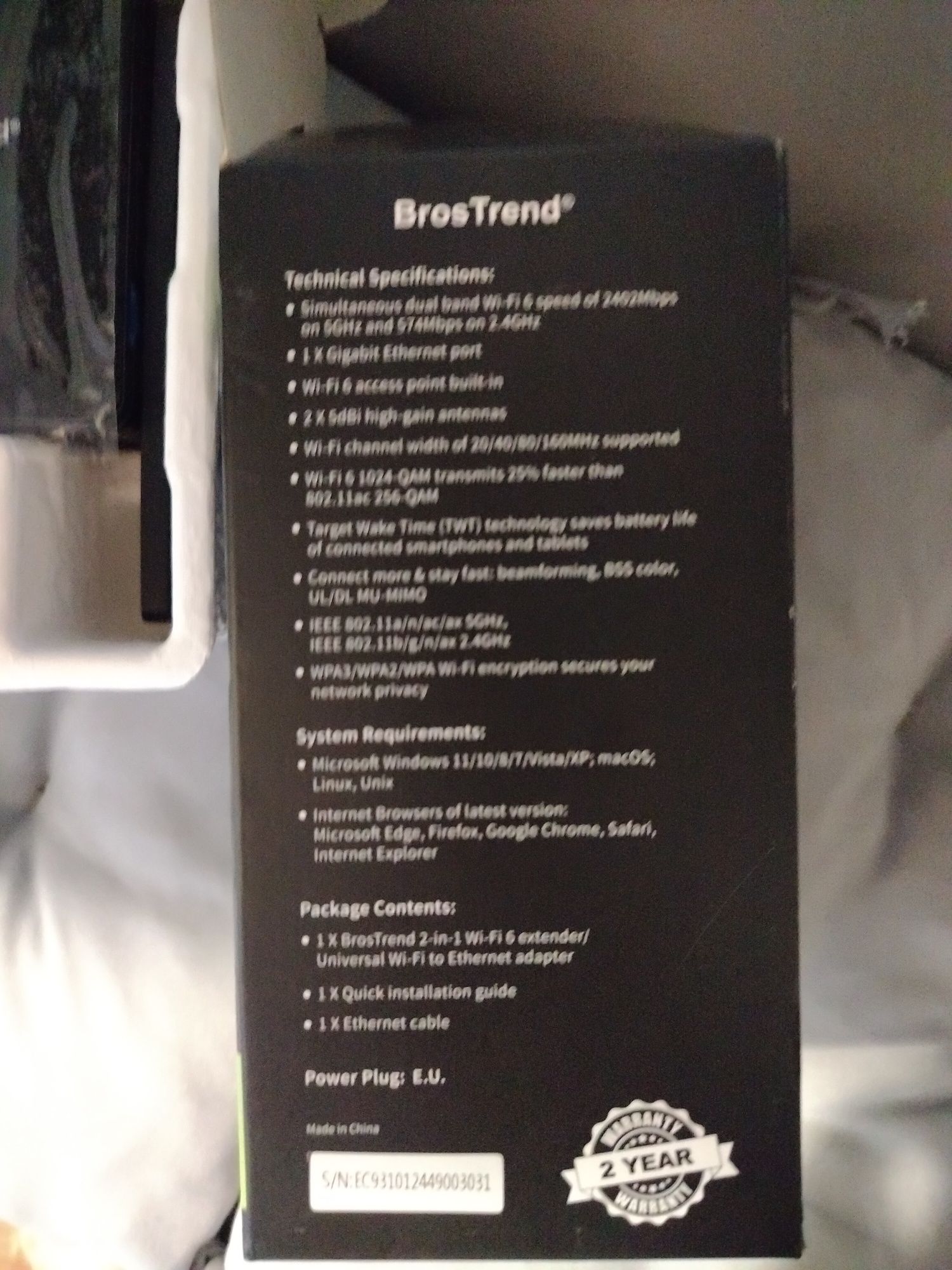Усилитель сигнала Wi-Fi/Точка доступа Bros Trend AX3000