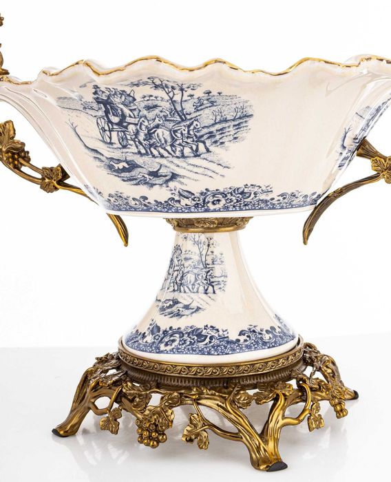 Ceramiczna Duża Patera Dekoracyjna Misa Empire Złota Na Nóżce 182450