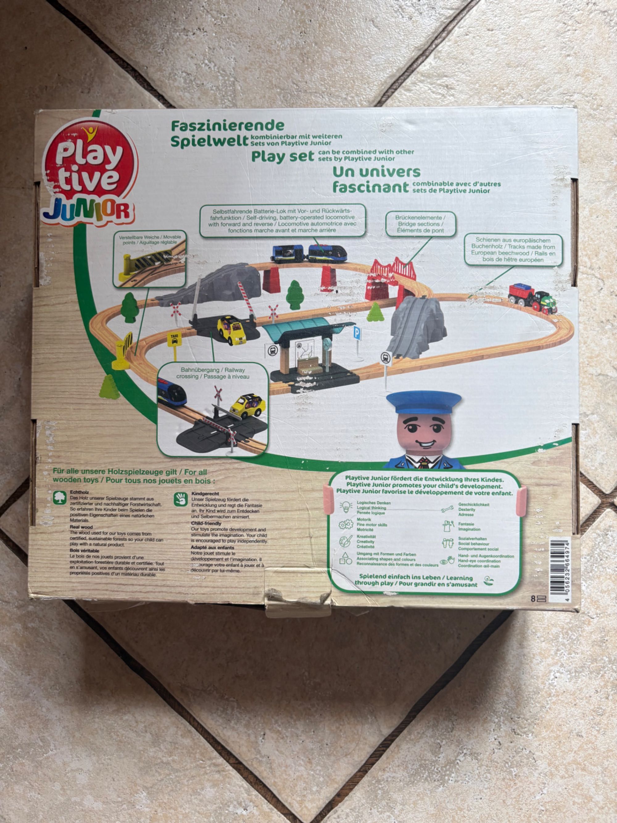 Playtive Drewniany Pociąg Pasażerski Kolejka Tory