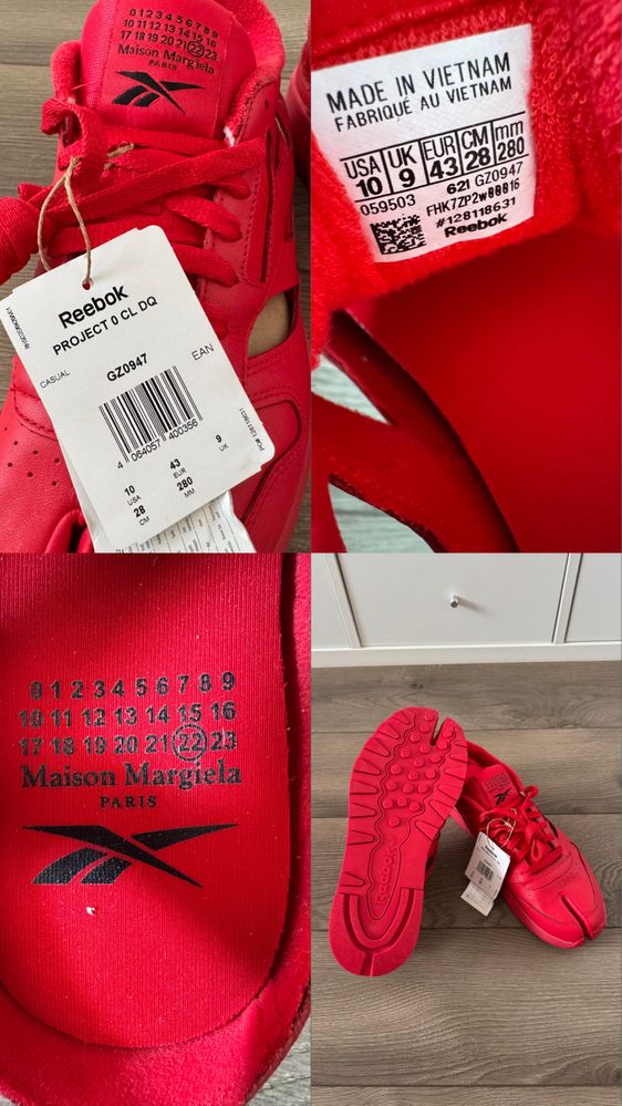 Maison Martin Margiela x Reebok  Classic оригінал 43,44р