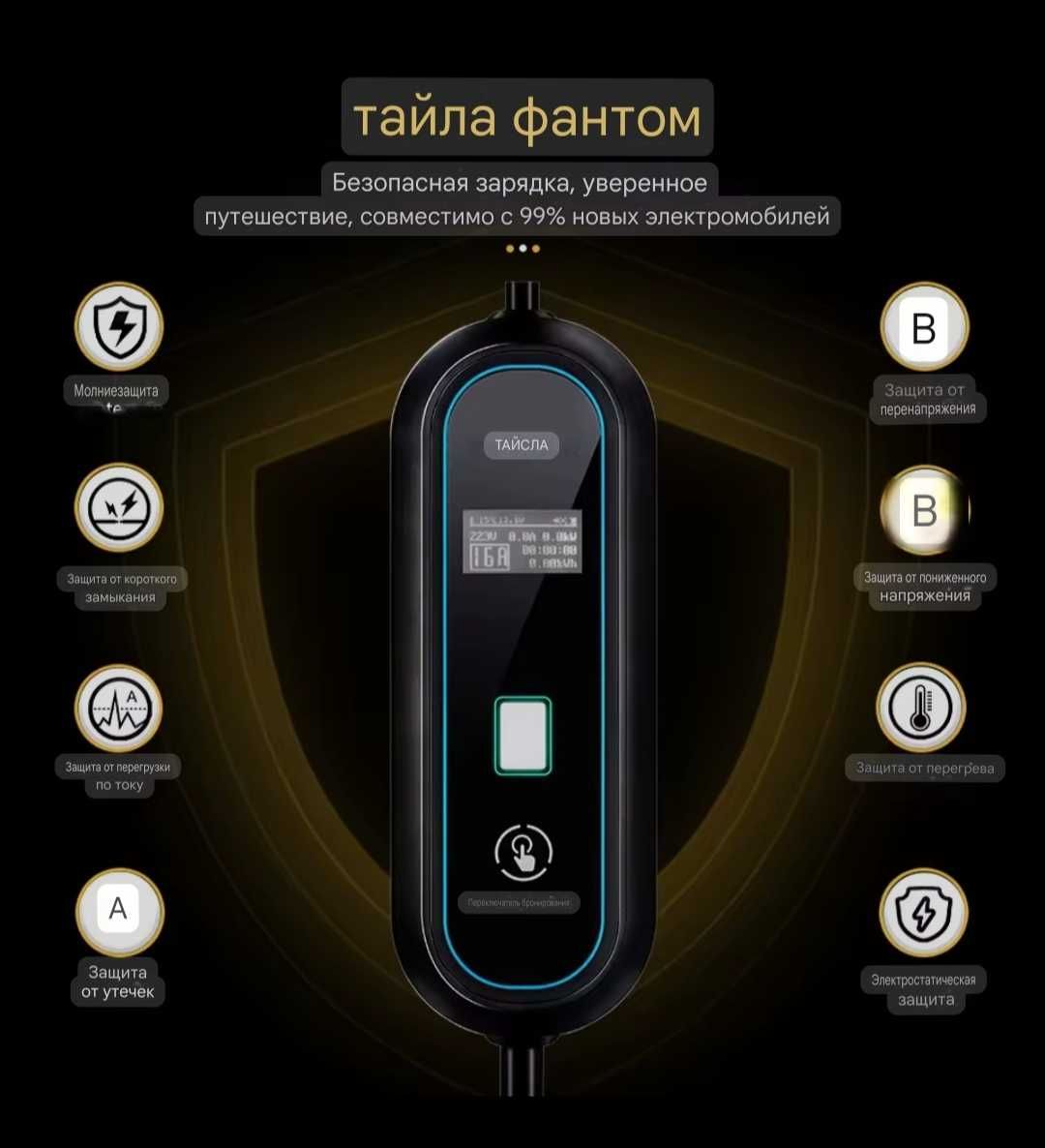 Зарядки для електромобілей Type1, Type2, GBT,