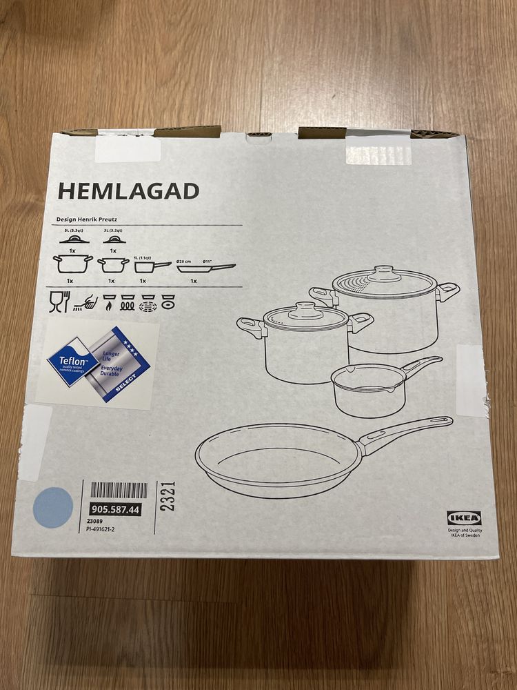 Zestaw garnków IKEA Hemlagad niebieskie INDUKCJA